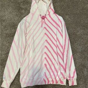 Jeffree Star Pink,White, and light yellow Striped Hoodie